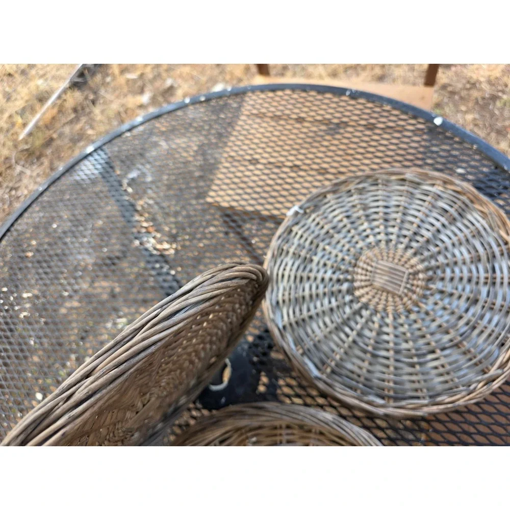 Set of 5 Woven Wicker Charger Plates Wall Basket Decor Gray Brown 12.5 Inch